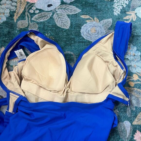 Old Navy Bathing Suit 1X Wrap-Front Secret-Slim Tie-Back Swimsuit One Piece NWT - Picture 8 of 14